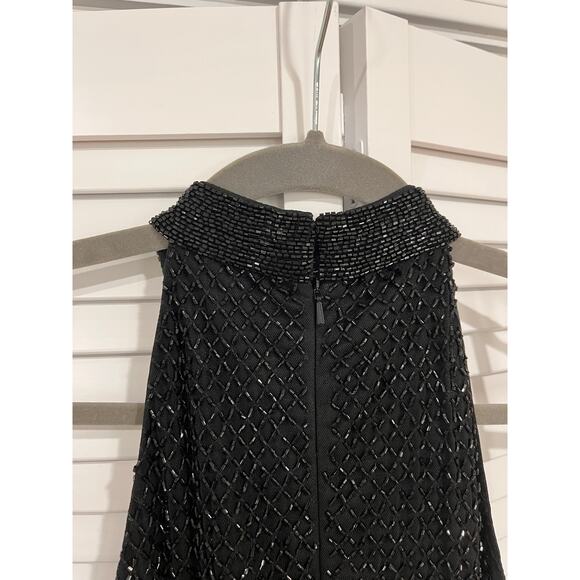 Mac Duggal Black Beaded Halter Neck Midi Dress - Picture 10 of 10